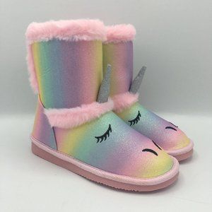 FabKids Glitter Unicorn Winter Boots